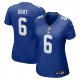 Women's Nike #6 Jaxson Dart Royal New York Giants Team Game Jersey