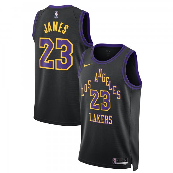 Men's Unisex Los Angeles Lakers #23 LeBron James Nike Black 2025/26 Swingman City Edition Jersey
