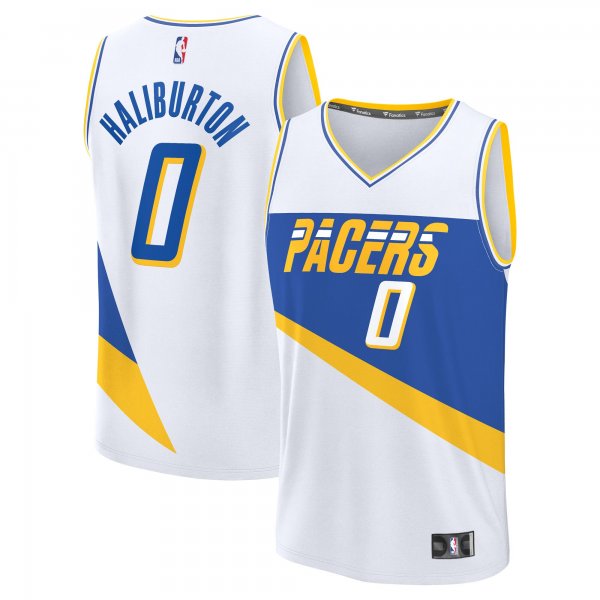 Men's Indiana Pacers #0 Tyrese Haliburton Fanatics White 2025/26 City Edition Fast Break Jersey