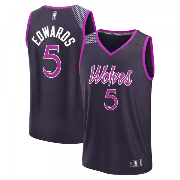 Men's Minnesota Timberwolves #5 Anthony Edwards Fanatics Purple 2025/26 City Edition Fast Break Jersey