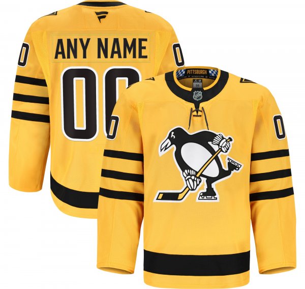 Men's Pittsburgh Penguins Gold Alternate Authentic Pro Custom Jersey