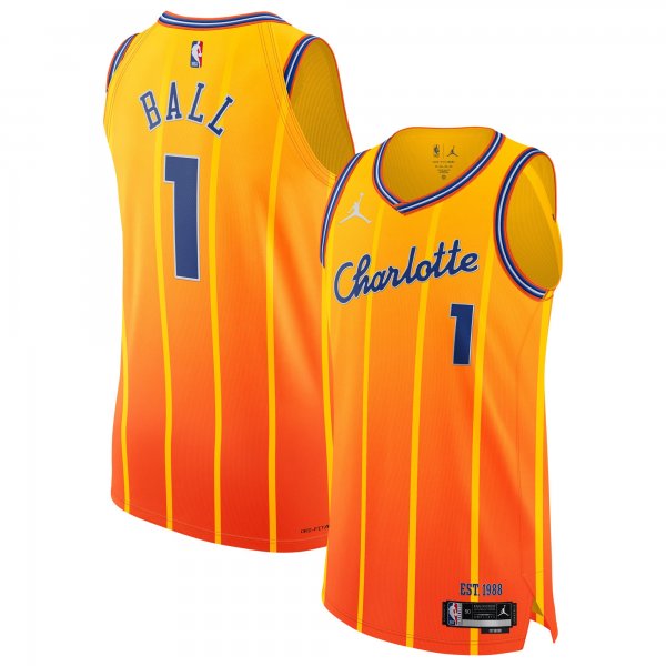Men's Unisex Charlotte Hornets #1 LaMelo Ball Jordan Brand Orange 2025/26 Authentic City Edition Jersey
