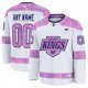 Men's Los Angeles Kings Fanatics White 2024 Hockey Fights Cancer Custom Practice Jersey