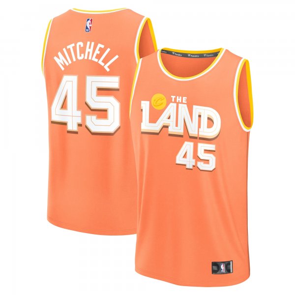 Men's Cleveland Cavaliers #45 Donovan Mitchell Fanatics Orange 2025/26 City Edition Fast Break Jersey