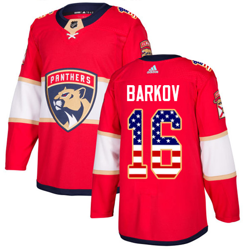 Adidas Florida Panthers #16 Aleksander Barkov Red Home USA Flag Stitched NHL Jersey