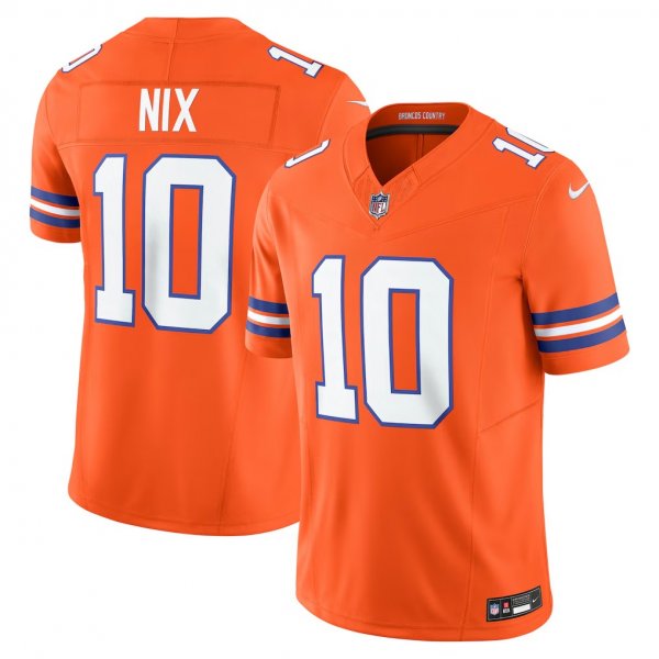 Men's Denver Broncos #10 Bo Nix Nike Orange Vapor F.U.S.E. Limited Jersey