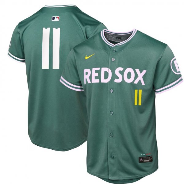Youth Boston Red Sox #11 Rafael Devers Nike Green 2025 City Connect Player Jersey